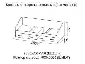 Кровать одинарная с ящиками (Без матраца 0,9*2,0) в Верхотурье - verhoture.магазин96.com | фото